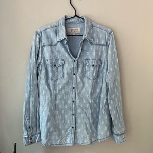 RYAN MICHAELS PRINT WESTERN COTTON SILK BLEND SHIRT L